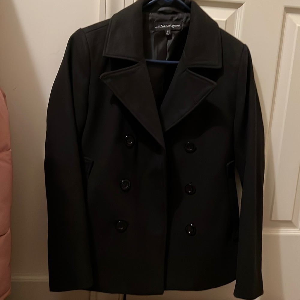 Ambience apparel pea coat black size small